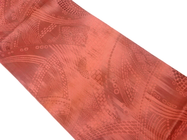 リサイクル　ふくれ織丸に抽象模様織出し全通袋帯